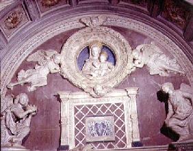 The Tomb of the Cardinal of Portugal, detail of the upper roundal of the Virgin and Child