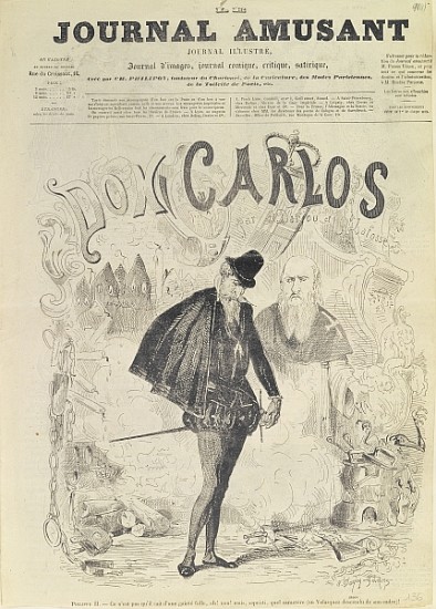 Front page of ''Le Journal Amusant'', with a caricature of Don Carlos, from the opera ''Don Carlos'' from Arjou Henri Darfou