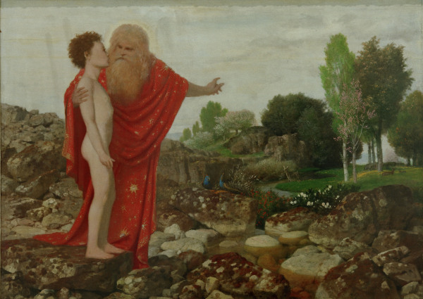 God shows Adam Paradise, Boecklin from Arnold Böcklin