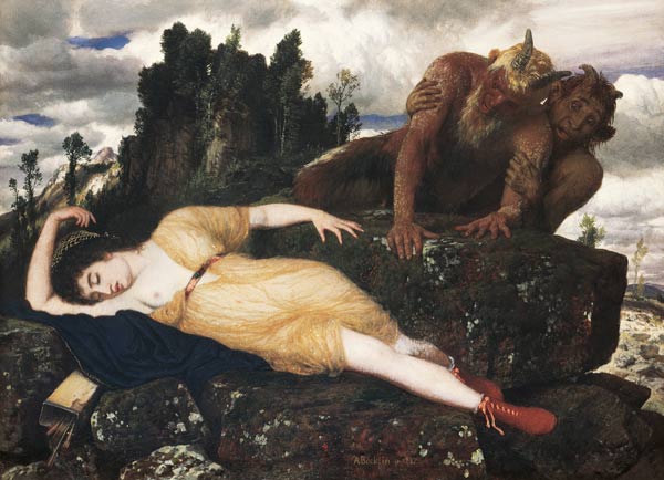Sleeping Diana Watched by Two Fauns from Arnold Böcklin