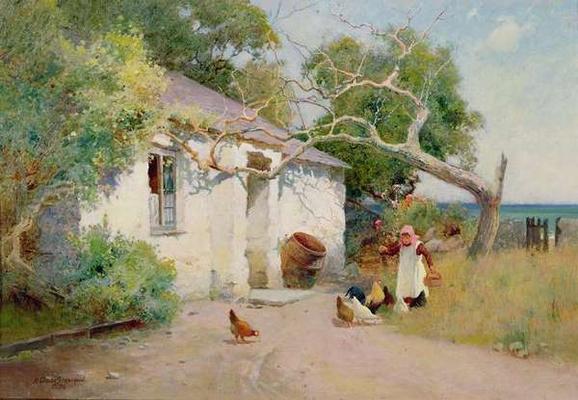 Feeding the Hens, 1894 (oil) from Arthur Claude Strachan