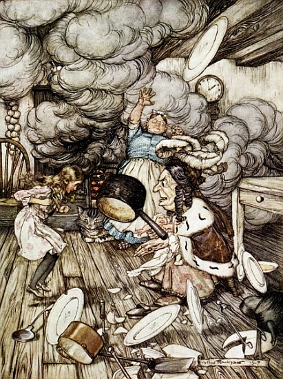 In the Duchess''s Kitchen, illustration to ''Alice''s Adventures in Wonderland'' Lewis Carroll (1832 from Arthur Rackham