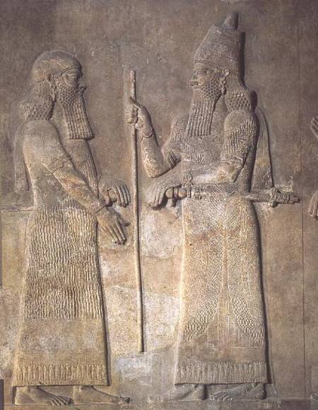 Relief depicting Sargon II (721-705 BC) and a vizier, from the Palace of Sargon II at Khorsabad, Ira from Assyrian
