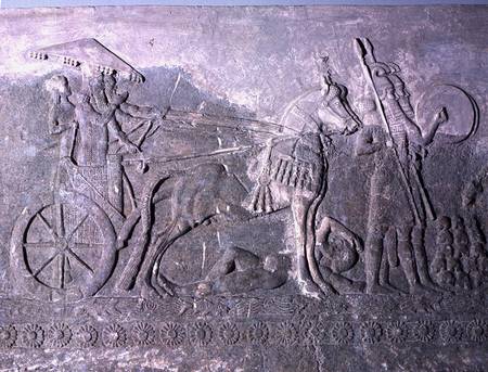 Sargon II (721-705 BC) on a Battle Chariot, from the Palace of Sargon II at Khorsabad, Iraq from Assyrian