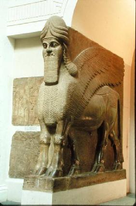 Colossal statue of a winged human-headed bull from the North-West Palace of Ashurbanipal II, Nimrud,