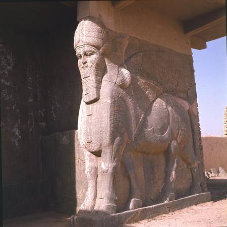 Winged human-headed bull, Neo-Assyrian Period, reign of Ashurnasirpal II from Assyrian