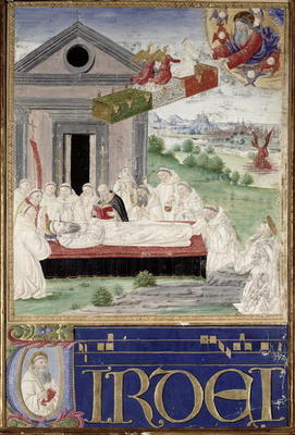 The Funeral of St. Benedict (480-527) with St. Romauld (c.951-1027) 1502 (vellum) from Attavante di Gabriello di Vanti di Bartolo