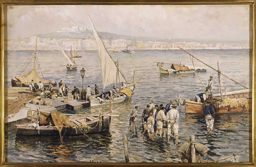 Marina mit Fischern (Aquarell) from Attillo Pratella