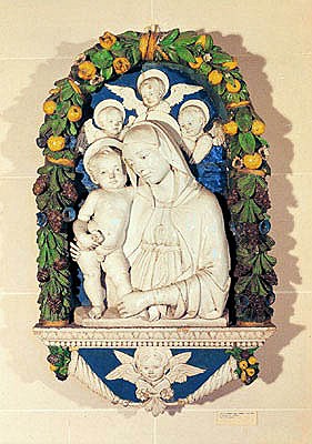 Virgin and Child (polychrome glazed terracotta) from (attr. to) Andrea Della Robbia