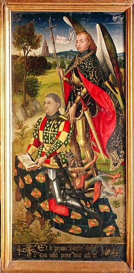 Right panel, from the main altar polyptych, depicting the donor of the altarpiece, Michel de Chaugy, from (attr. to) Rogier van der Weyden