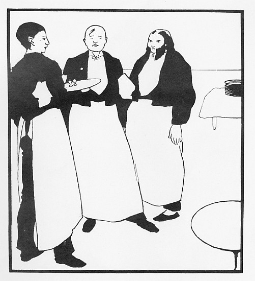 Garcons de Cafe, illustration form ''The Yellow Book'' from Aubrey Vincent Beardsley