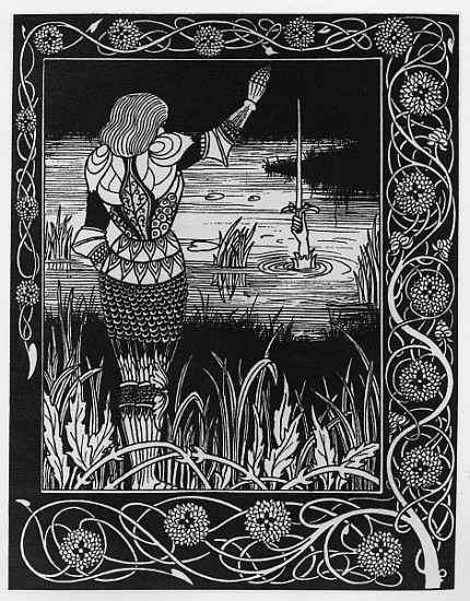 How Sir Bedivere Cast the Sword Excalibur into the Water, an illustration from ''Le Morte d''Arthur' from Aubrey Vincent Beardsley