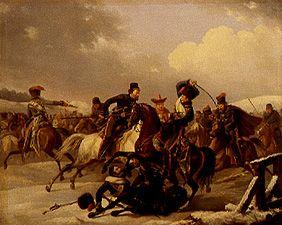 Kosaken überfallen eine französische Einheit.