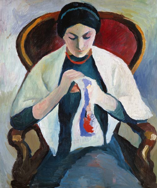 Woman Sewing from August Macke
