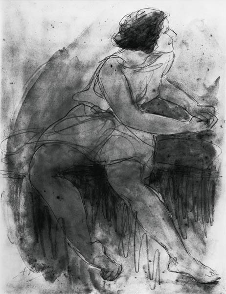 Isadora Duncan (1878-1927) (pencil & wash on paper) from Auguste Rodin