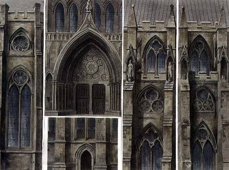 Fragments, Windows and Doors, plate 13 from 'Westminster Abbey', engraved by Thomas Sutherland from Augustus Charles Pugin