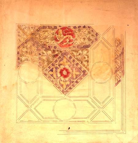 Ceiling design for the Palace of Westminster (pen & ink and w/c on paper) from Augustus Welby Northmore Pugin