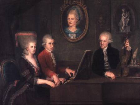 Portrait of Leopold Mozart (1719-87) and his Children, Wolfgang Amadeus (1756-91) and Maria Anna (17 from Austrian School