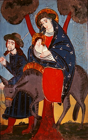 The Flight into Egypt (glass painting) from Austrian School