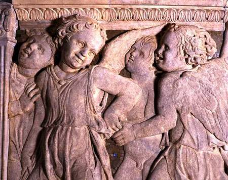 Detail from post-restoration panel No.VI from the exterior pulpit of Prato Cathedral from B. di B. di