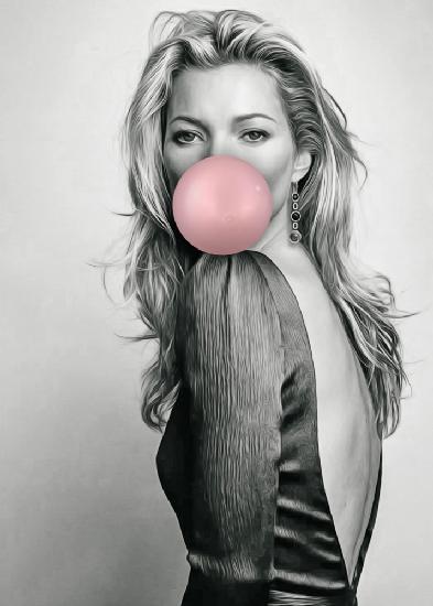 Kate Moss mit BubbleGum 1