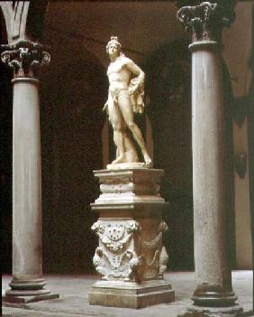 Bacchus on a base designed by Benedetto da Rovezzano (1474-1552) within the inner courtyard designed