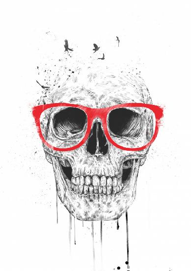 Totenkopf mit roter Brille