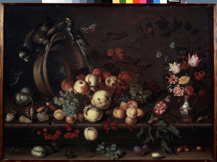 Still Life with Fruits, Flowers and Parrots from Balthasar van der Ast