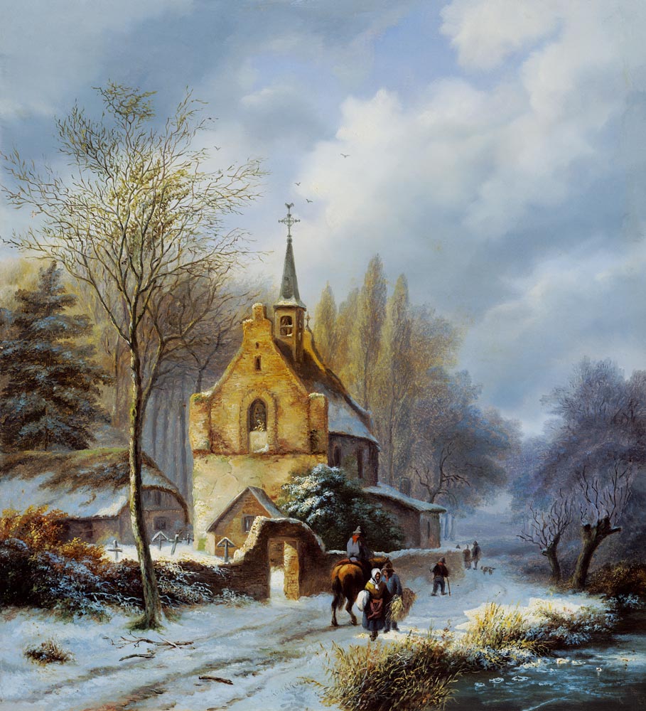 Winterlandschaft an einer Kirche from Barend Cornelisz. Koekkoek
