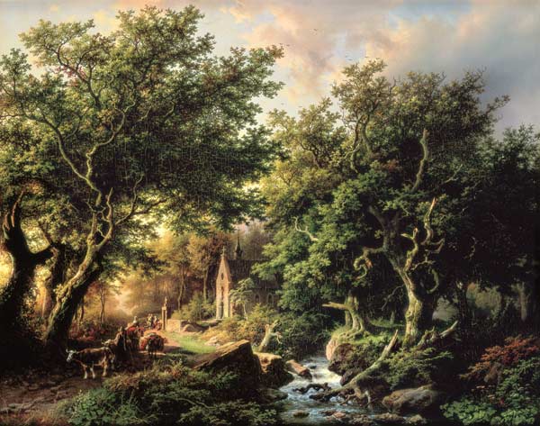 A Wooded landscape with a chapel from Barend Cornelisz. Koekkoek