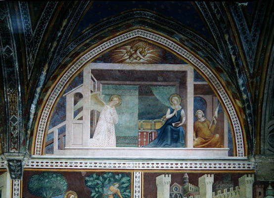 The Annunciation, from a series of Scenes of the New Testament (fresco) from Barna  da Siena