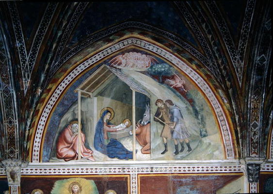 The Birth of Christ, from a series of Scenes of the New Testament (fresco) from Barna  da Siena