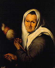 Spinnende alte Frau. from Bartolomé Esteban Perez Murillo