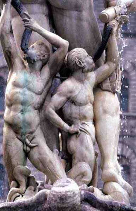 Detail from the Neptune Fountain, depicting two Tritons from Bartolomeo Ammannati