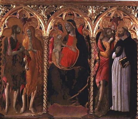 Triptych: Madonna and Child (central panel) with St. John the Baptist, St. Mary Magdalene, St. Chris from Bartolomeo di Tommaso da Foligno
