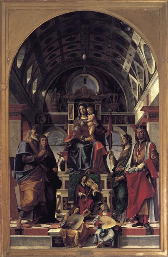 Maria mit Kind und die Heiligen Andreas, Monika, Ursula und Sigismund from Bartolomeo Montagna