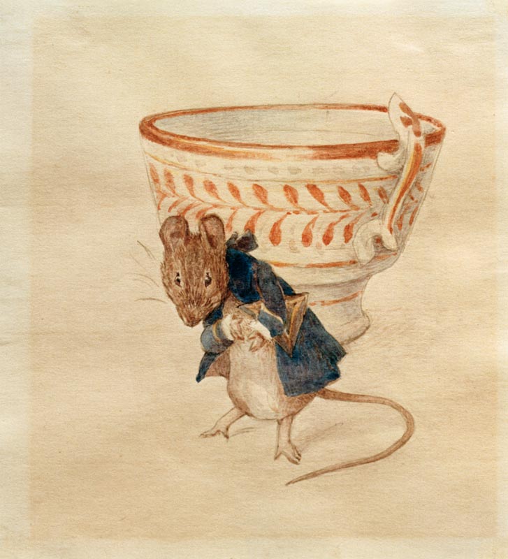 Herr Maus verneigt sich vor einer Teetasse from Beatrix Potter