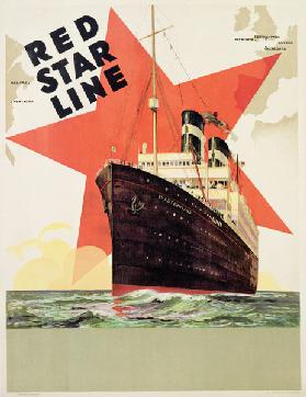 Poster advertising the Red Star Line, printed by L. Gaudio, Anvers