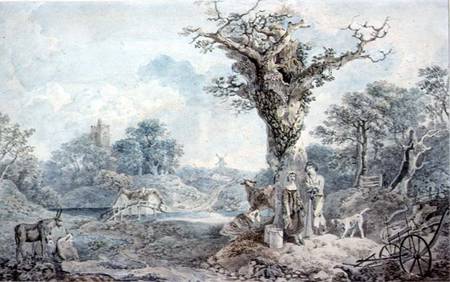 Landscape with Figures and cattle from Benjamin Barker