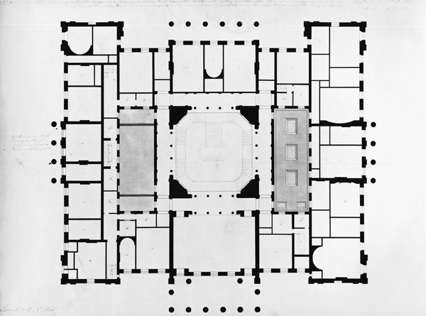 Plan of the Mezzanine floor, 1815 from Benjamin Dean Wyatt