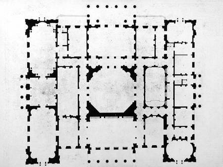 Plan of the principal floor of a house, 1815 from Benjamin Dean Wyatt