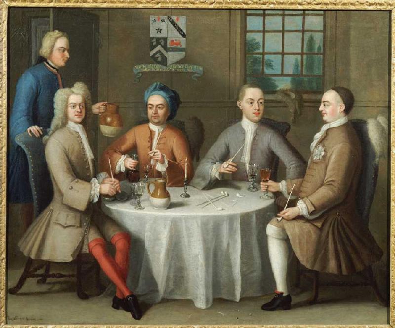 Gruppenbild mit Sir Thomas Sebright, Sir John Bland und zwei Freunden from Benjamin Ferrers