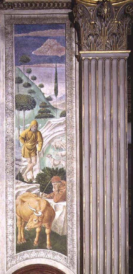 Shepherd and herdsman, panel alongside the left wall of the Journey of the Magi cycle in the chapel from Benozzo Gozzoli