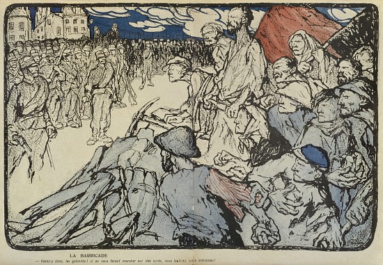 The Barricade, illustration from LAssiette au Beurre, 6th May from Bernard Naudin