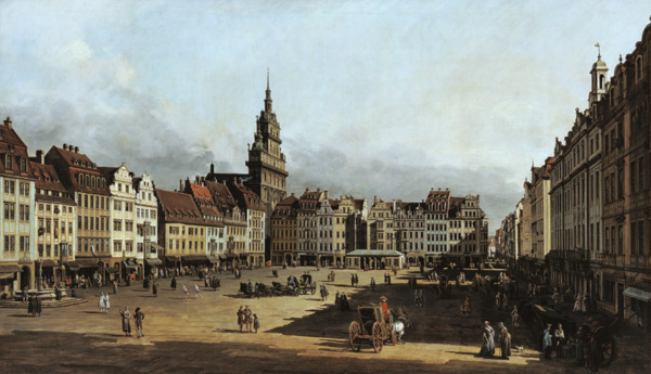 Der Altmarkt in Dresden von der Schlossgasse aus. from Bernardo Bellotto