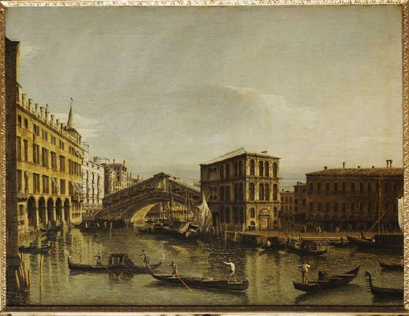 Der Canal Grande in Venedig mit dem Fondaco dei Tedeschi, der Rialtobrücke, dem Palazzo dei Camerlen from Bernardo Bellotto
