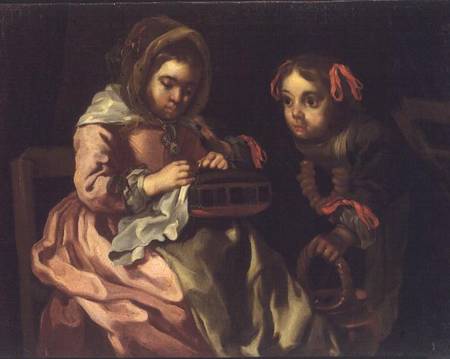 Two Girls Sewing from Bernardt Keil or Keyl