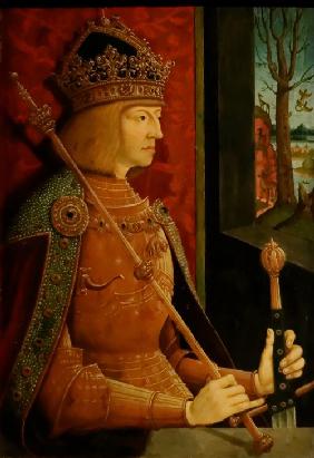 Emperor Maximilian I (1459-1519), with crown, sceptre, and sword