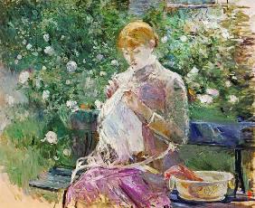 Pasie sewing in Bougival's Garden, 1881 (oil on canvas)