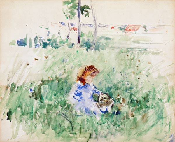 Young Girl Seated on the Lawn from Berthe Morisot